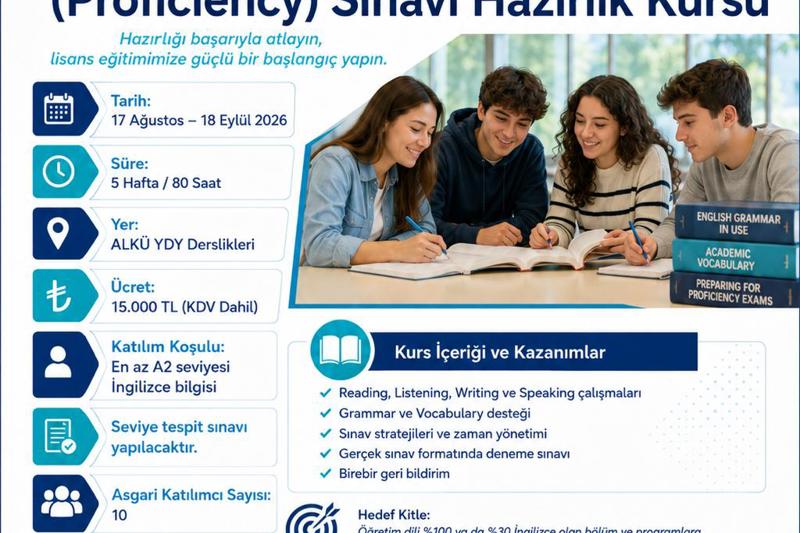 ÜNİVERSİTELERİN HAZIRLIK PROGRAMLARINA YÖNELİK İNGİLİZCE YETERLİLİK SINAVINA HAZIRLIK KURSU